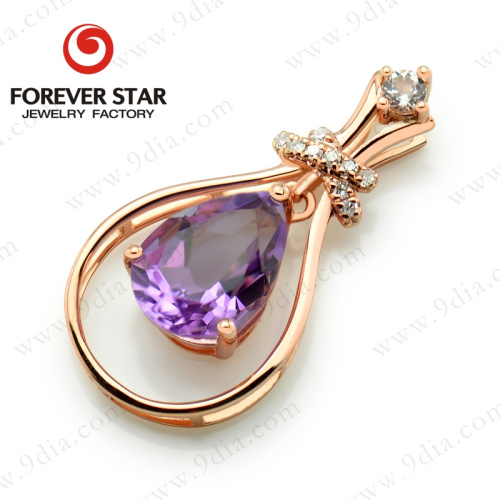 Natural Amethyst Diamond 14K Solid Gold Jewelry